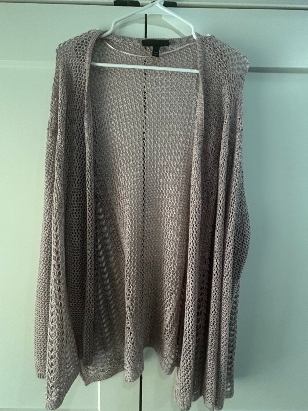 Lane Bryant Mauve Pink Open Knit Long Cardigan Sweater Size 18/20